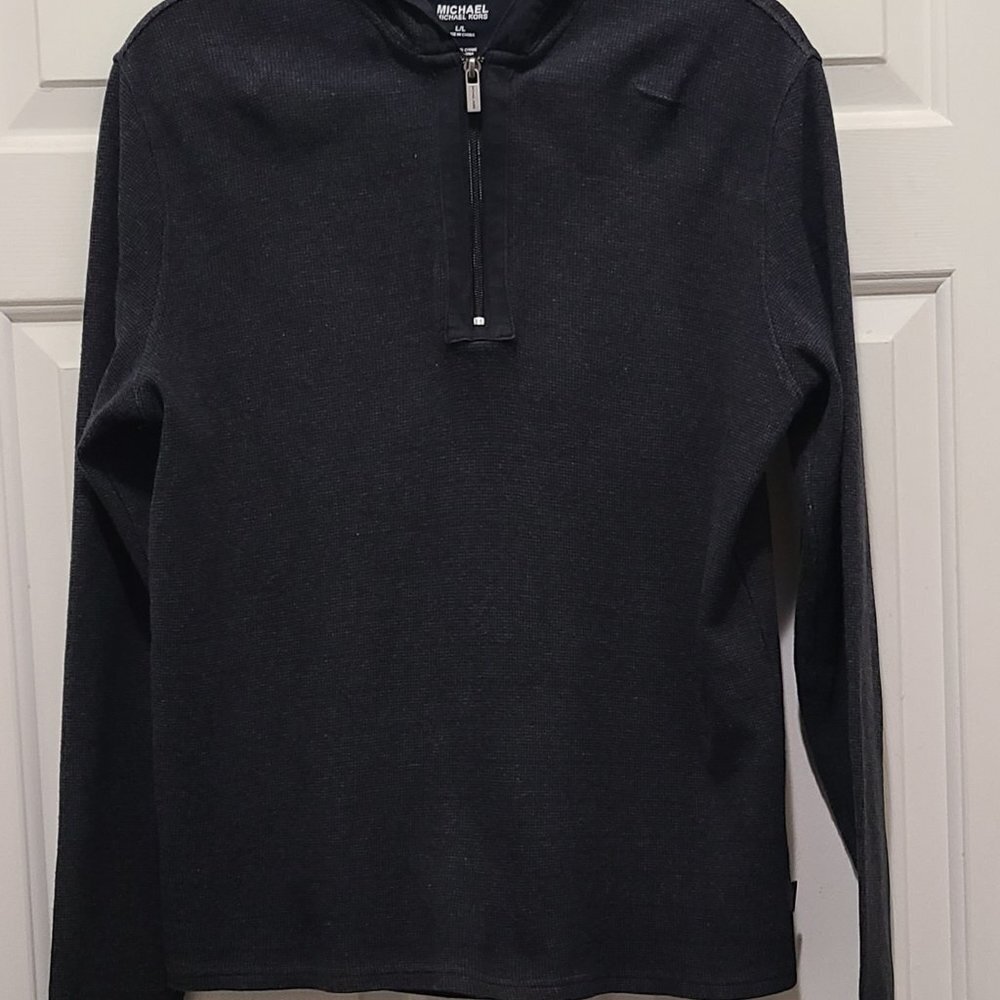MICHAEL Michael Kors Quarter Zip Cotton Blend Pullover Hoodie Tee PO